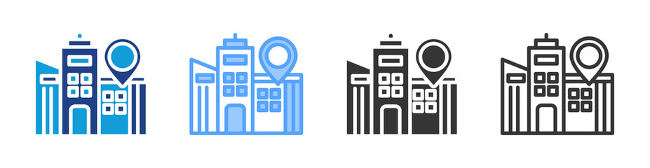 Poster - Business Address icon set multiple style collection