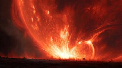 Poster - Solar Flare Erupts From the Sun Illuminating the Cosmic Backdrop Generative AI