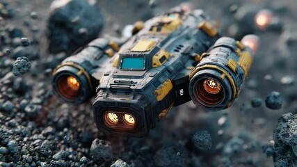 Poster - Spacecraft Maneuvers Expertly Through a Dense Asteroid Belt Generative AI