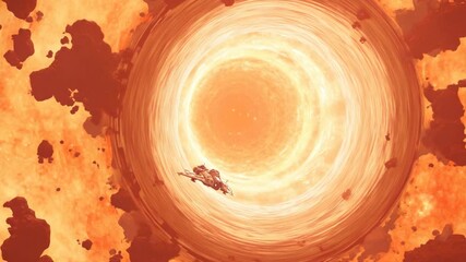 Poster - Spaceship Approaches Glowing Wormhole Near Distant Star Generative AI