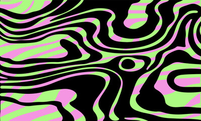 Aufkleber - vibrant abstract vector with bold black stripes over colorful neon wavy background. modern zebra-ins