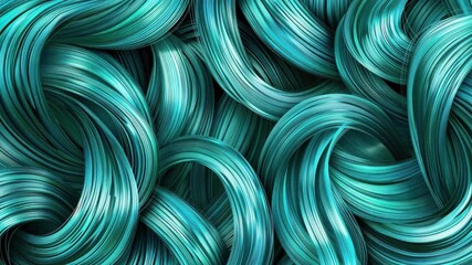 Poster - vibrant abstract background with swirling teal and turquoise strands, creating dynamic fluid texture