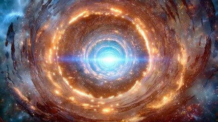 Poster - Wormhole Opening With Swirling Particles and Cosmic Energy Generative AI