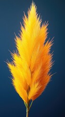 Wall Mural - Striking golden plume, soft texture against deep blue, detailed stems emerge from the feathery apex