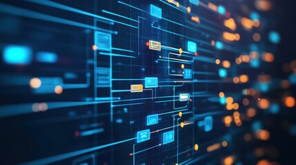 Leinwandbilder - Abstract network connections on a screen, symbolizing business communication