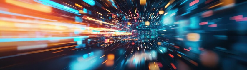 Aufkleber - Abstract motion blur of high speed technology in a tech circle