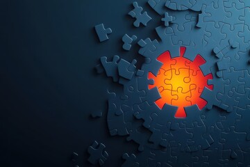Aufkleber - Abstract Puzzle Pieces with a Glowing Center