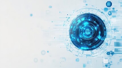 Leinwandbilder - Abstract technology futuristic style big data blue geometric circle pattern on white background and texture