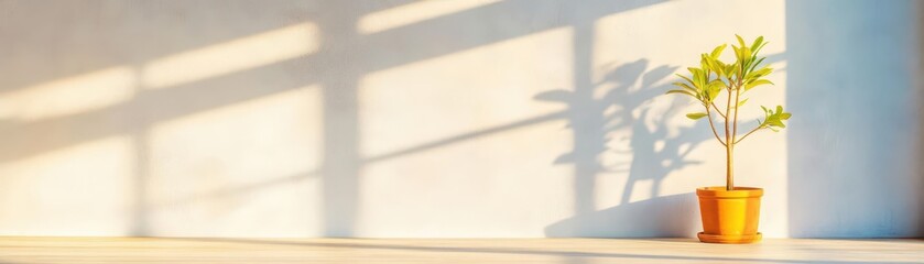 Poster - Background image for design or product presentation, with a play of light and shadow, in light, warm neutral tones