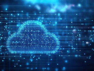 Leinwandbilder - background network technology abstract datum connection mesh tech blue design computer wallpaper cyberspace science structure futuristic cloud shape modern geometric space polygona