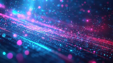 Aufkleber - Big data visualization Digital background Analytics representation Wave of particles 4k rendering