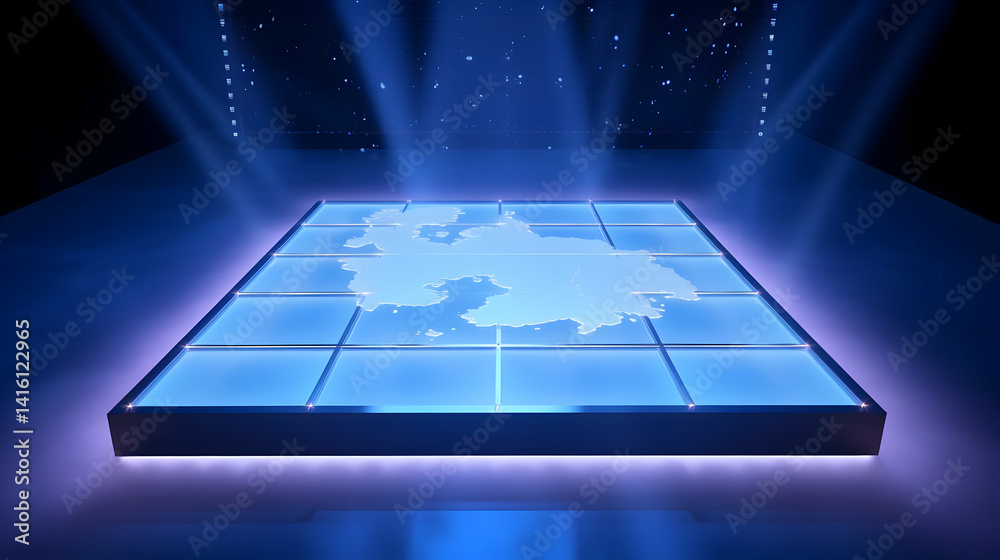 Stage Design Led Map Illuminated stage platform featuring a geographic map under the ...