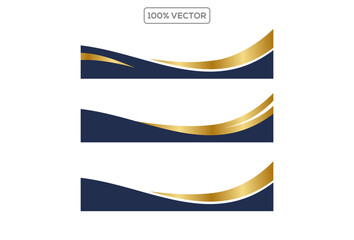 Wall Mural - Letterhead Header Divider Template Set with gold Wave. vector template