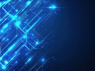 Aufkleber - Blue abstract background with blue glowing geometric lines Modern shiny blue diagonal rounded lines pattern Futuristic technology concept Suit for poster