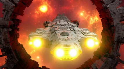Poster - Alien Spacecraft Emerges From Wormhole in Deep Space Generative AI