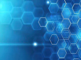 Poster - Blue medical background Light dynamic animated hexagon lattice wallpaper for science or medicine presentation video Seamless looping animation