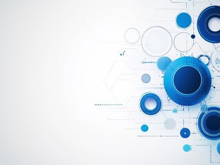 Leinwandbilder - blue white abstract geometric tech background with linear circles vector minimal futuristic design