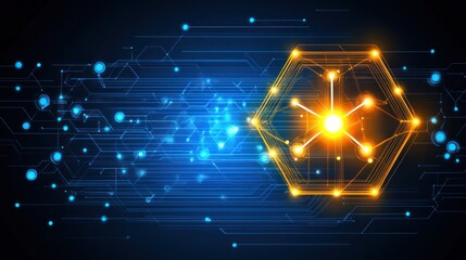 Poster - Dynamic, technological hexagon highlighting advanced connectivity.