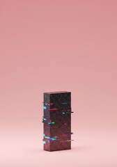 Poster - Glitched Letter I: A Digital Art Piece with a Distorted, Textured Appearance on a Pink Background