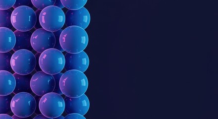Poster - Abstract 3D Rendering of Glossy Spheres Arranged in a Vertical Column Against a Dark Background