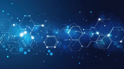 Poster - Abstract network of interconnected hexagonal shapes.