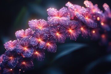 Wall Mural - Blooming purple flora with glowing centers