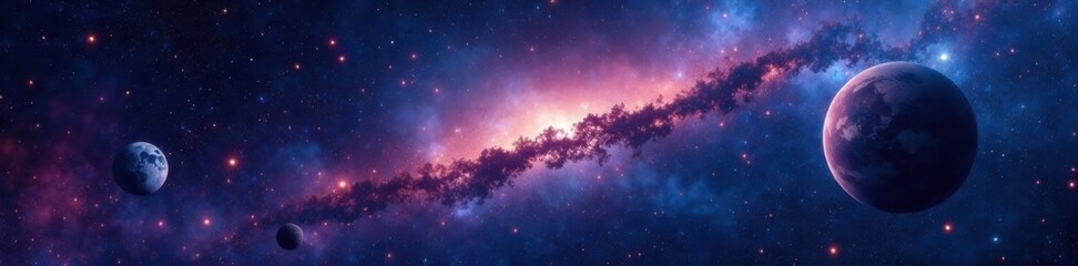 a stunning astronomical background featuring sparkling stars and planets in deep space, stargazing, 