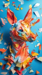 Poster - Geometric origami animal portrait, contemporary paper craft design