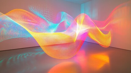 Poster - Chromatic light sculptures, captivating neon waves and abstract glow