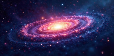 swirling galaxy with vibrant stars against dark space background, space, celestial, cosmos