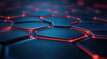 Poster - Futuristic honeycomb structure with glowing red accents.