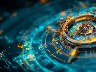 Fototapete - Dynamic digital interface displaying advanced technology concepts virtual environment abstract art futuristic view