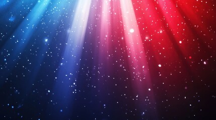 Aufkleber - Colorful rays of light radiating from above, with a mix of blue and red, and sparkling particles