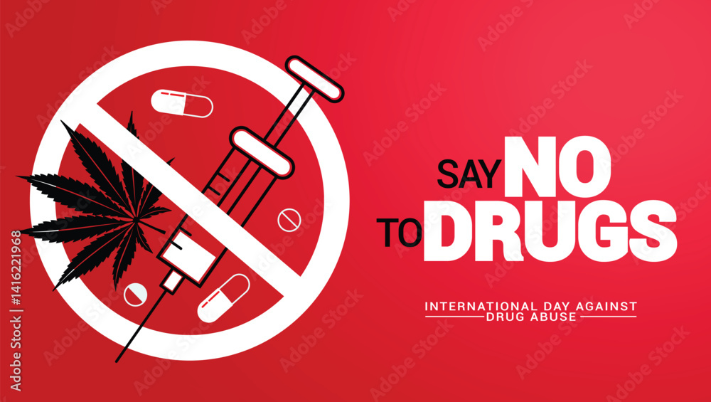Drugs abuse poster clipart signage. Say no to drugs international day ...