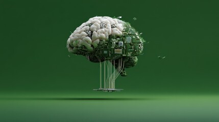Poster - A conceptual image blending the human brain with technology, symbolizing the fusion of intelligence and innovation.