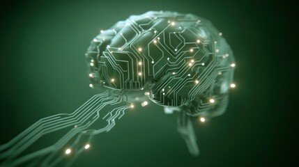 Poster - A conceptual image of a brain with circuit patterns, symbolizing the fusion of technology and human intelligence.