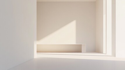 Poster - Minimalist Interior with Sunlight and Shadow Effects in an Empty Room