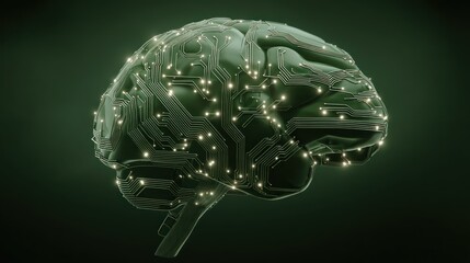 Poster - A futuristic depiction of a brain with circuit patterns, symbolizing the intersection of technology and neuroscience.