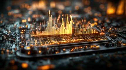 Poster - A Radiant Cityscape Emerges From A Computer Microchip Symbolizing The Fusion Of Advanced Technology With Modern Urban Development And Innovation