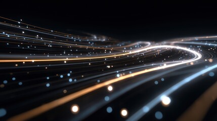 Poster - Abstract light trails showcase vibrant colors and dynamic movement, creating a mesmerizing digital landscape for visual impact.