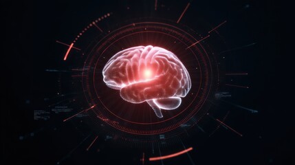 Poster - An abstract representation of a glowing brain, symbolizing intelligence, creativity, and advanced technology in neural studies.