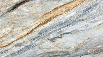 Poster - Close-Up of Intricate Natural Stone Surface with Unique Veins, Striations, and Textures in Shades of White, Grey, and Gold, Ideal for Backgrounds or Textures in Various Designs
