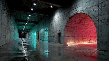 Leinwandbilder - a tunnel with a bright pink and green light,stock image