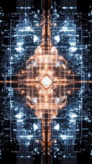 Poster - A vibrant abstract representation of a digital circuit board, featuring intricate patterns of light and lines that evoke a futuristic technology theme.