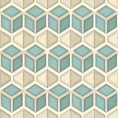 Fototapete - Minimalist isometric cube pattern seamless vector, featuring clean, geometric cubes arranged in a sleek, three-dimensional layout, perfect for modern and minimalist designs.