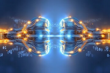 Poster - A futuristic depiction of interconnected circuits with glowing elements, suggesting advanced technology and innovation.
