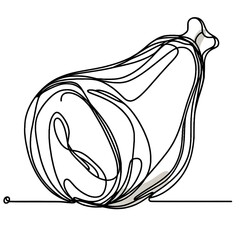 Aufkleber - One line drawing of ham in minimalist style