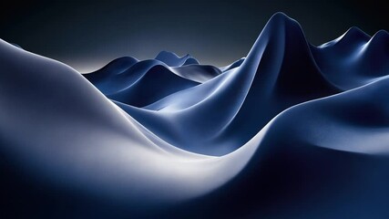 Poster - Smooth, dark blue waves undulating in a serene landscape at dusk