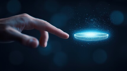 Poster - Touching a holographic interface with glowing particles in space