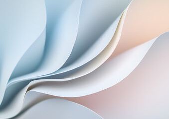 Poster - Abstract paper waves creative studio digital art soft tones close-up view flowing forms for artistic inspiration	